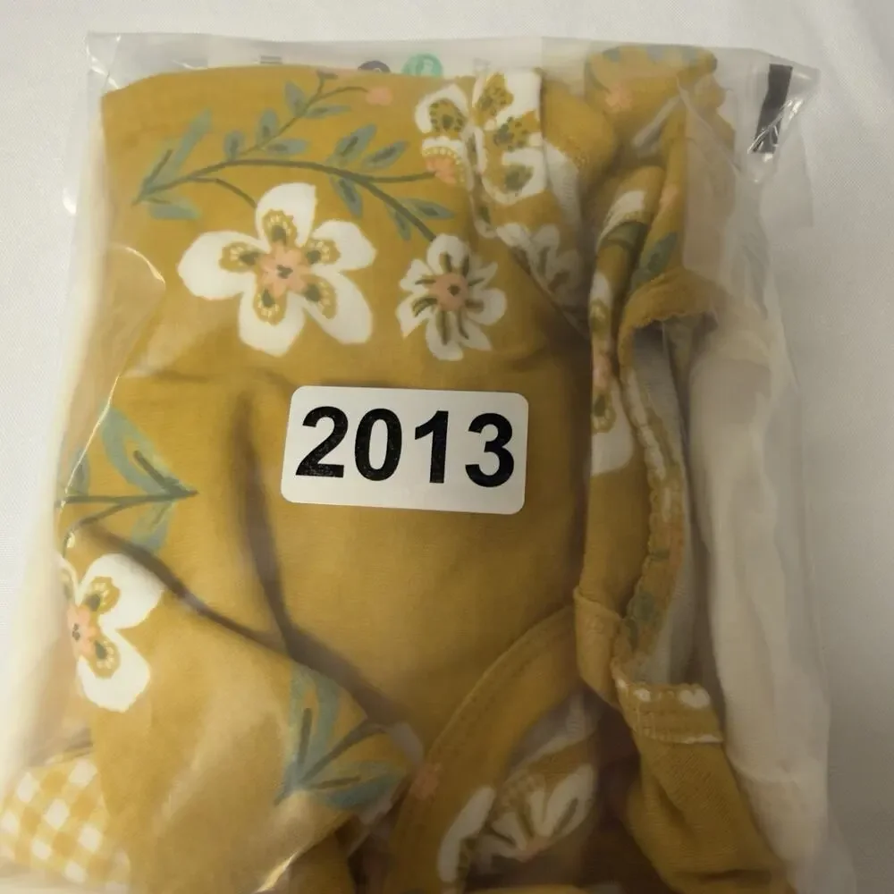 Carter's Baby Girl 3-Piece Floral Outfit Set 6 Months Ivory/Mustard